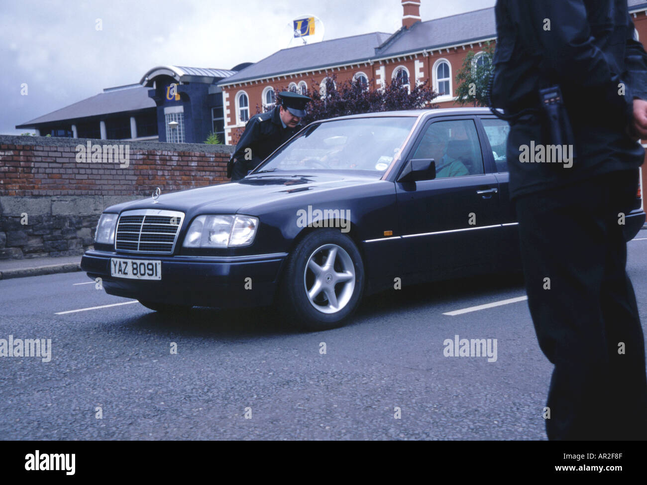 RUC Security check point a Belfast Foto Stock