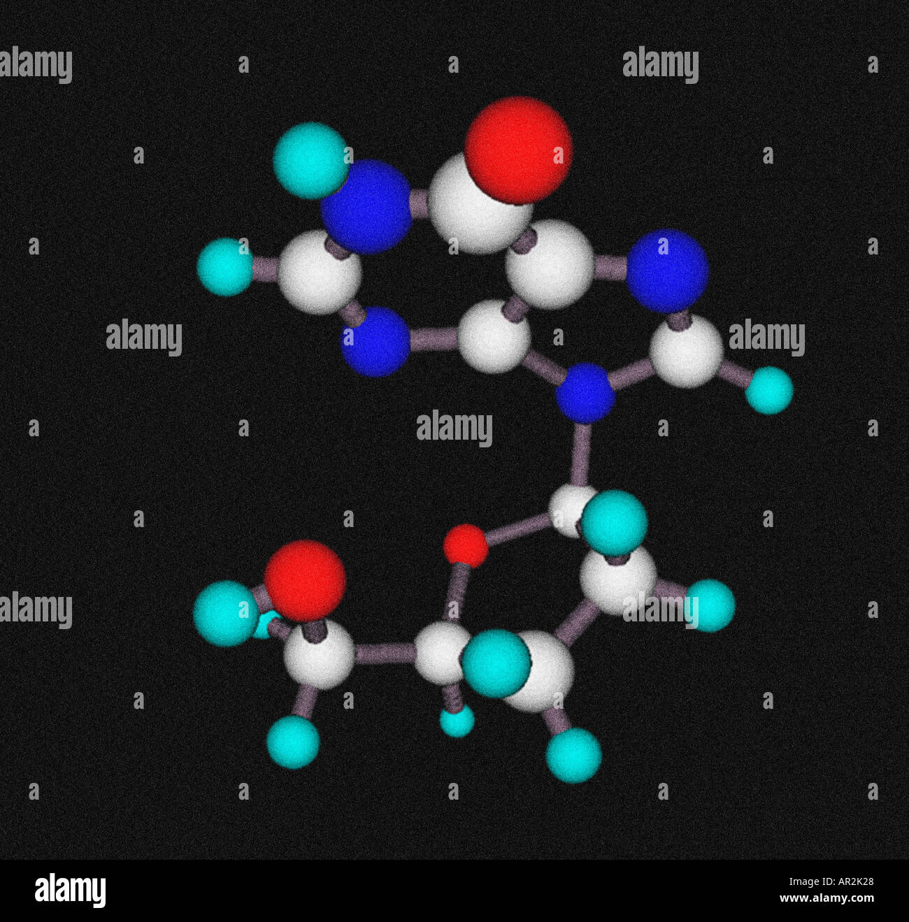 Modello di computer 3D di ddl didanosina molecola un farmaco antivirale Foto Stock