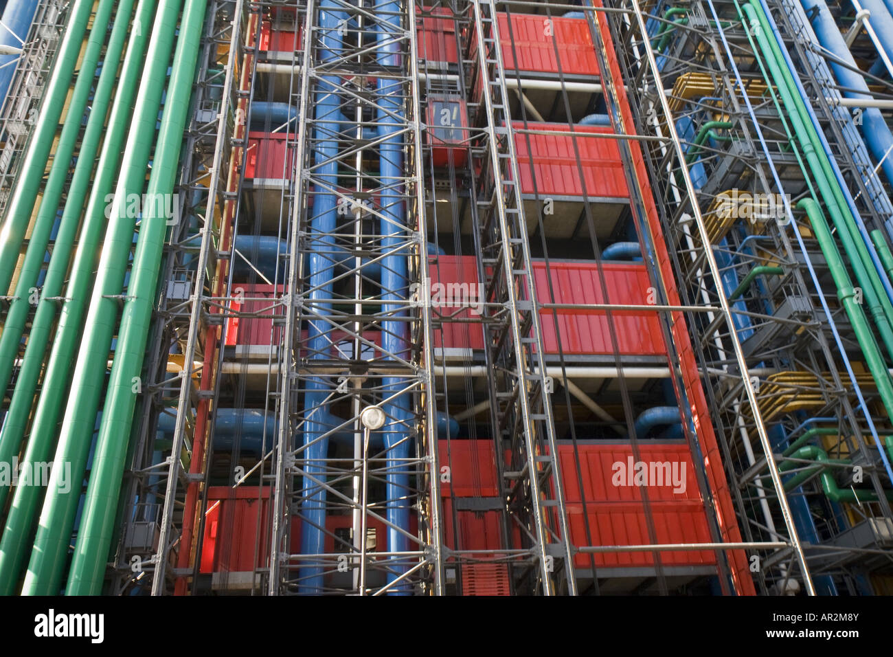 Vista della facciata del palazzo, Francia, centro de Pompidou di Parigi Foto Stock