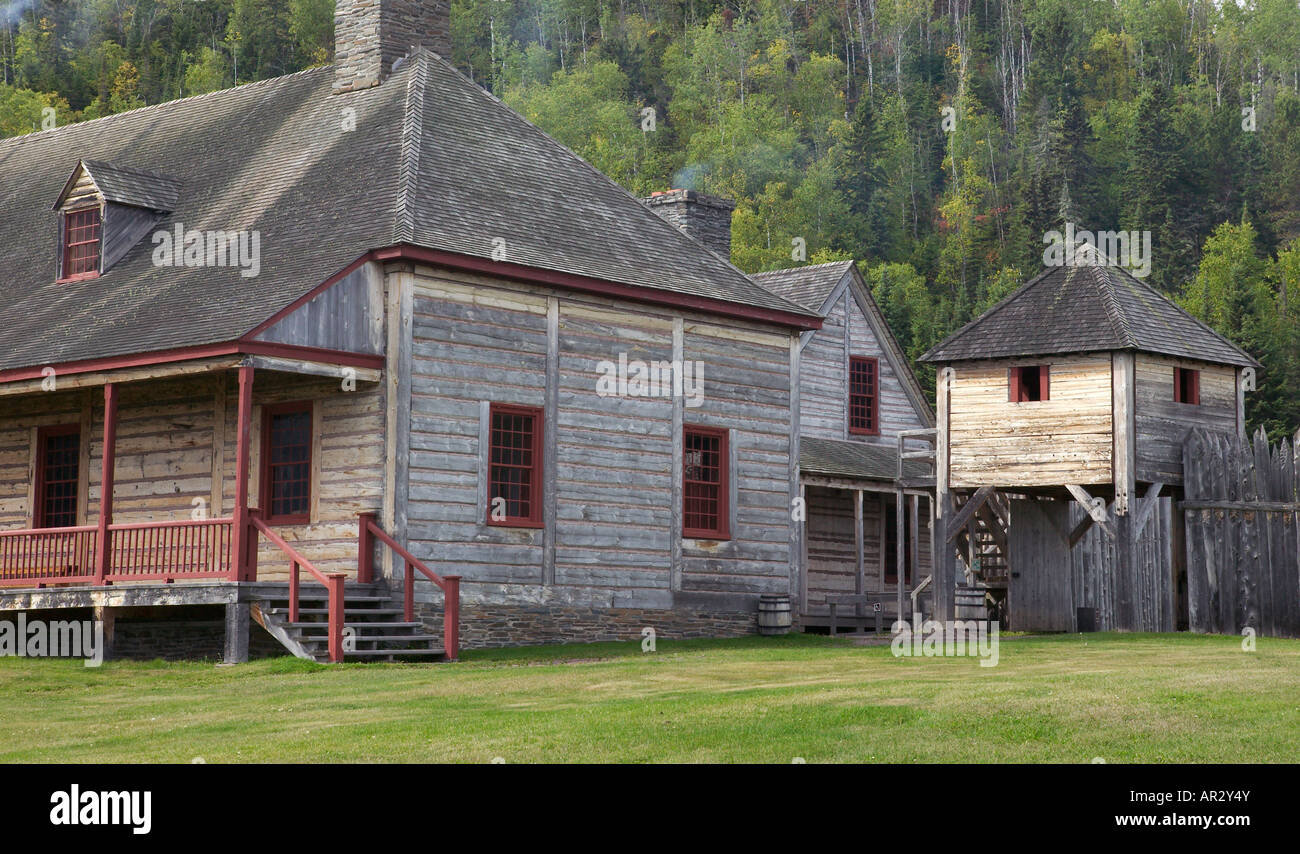 La sala grande, della torre di vedetta e cucina, Grand Portage monumento nazionale, Minnesota, Stati Uniti d'America Foto Stock