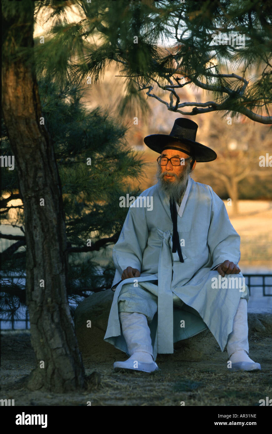 Uomo confuciana in Geongju Kyongju, Geongju, Corea del Sud Asia Foto Stock