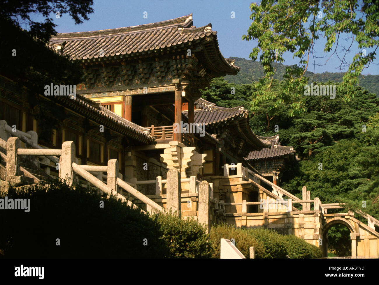 Pulguk-sa tempio patrimonio mondiale UNESCO, Geongju, Geongju, Corea del Sud Asia Foto Stock