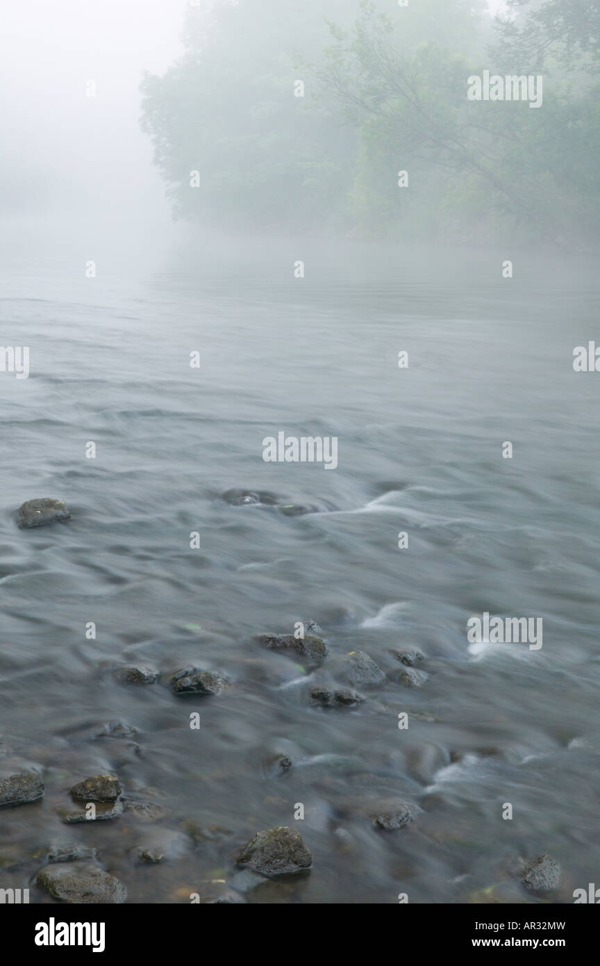 La nebbia e il fiume di cannone, Minnesota, Stati Uniti d'America Foto Stock