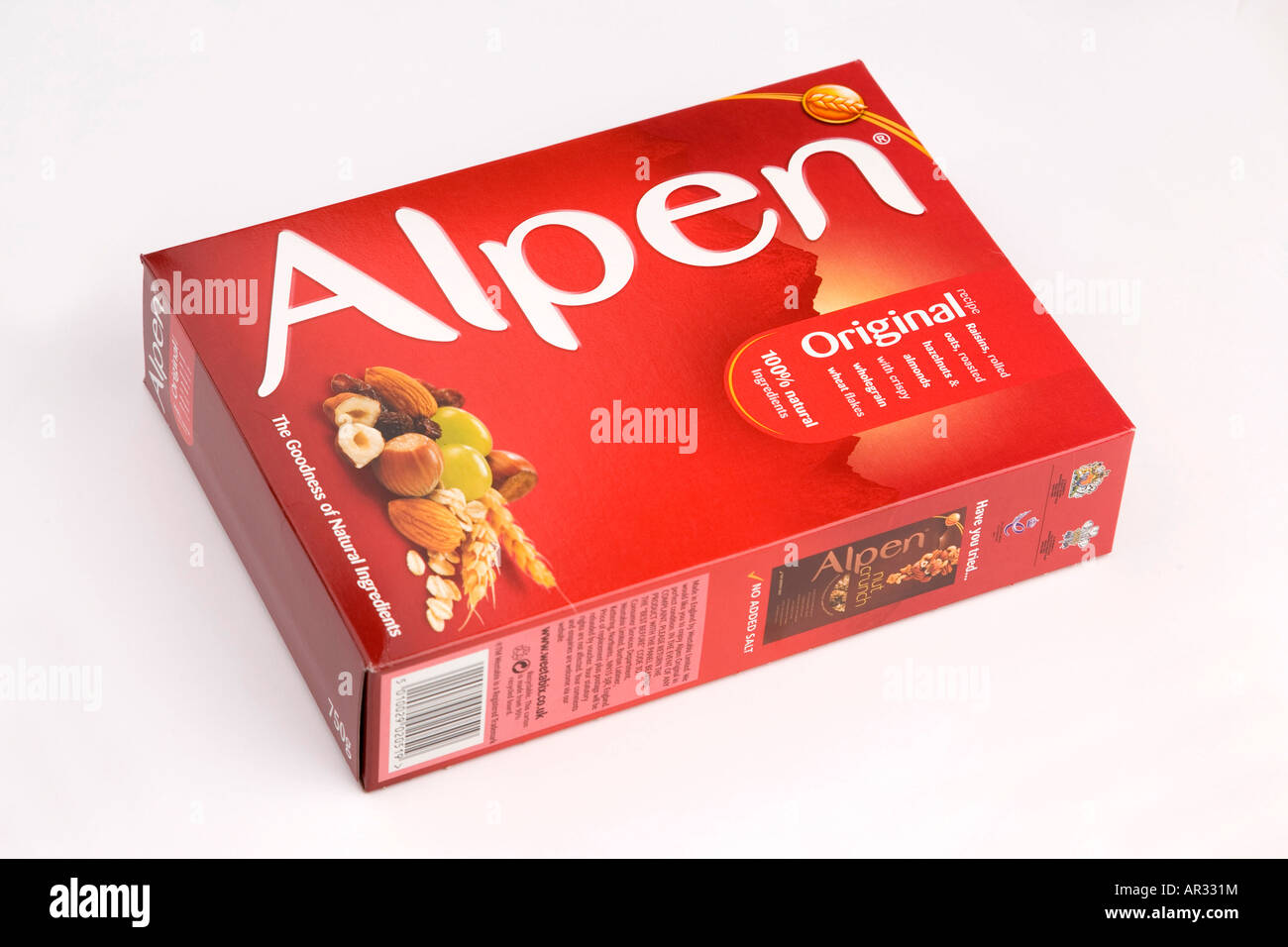 Scatola di Alpen muesli cereali per la prima colazione Foto Stock
