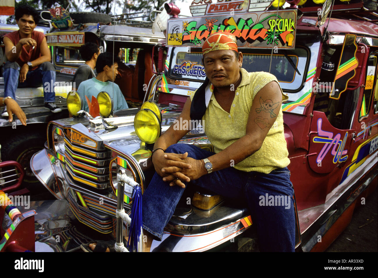 Driver Jeepney a Cebu City Cebu City, isola di Cebu Filippine Foto Stock