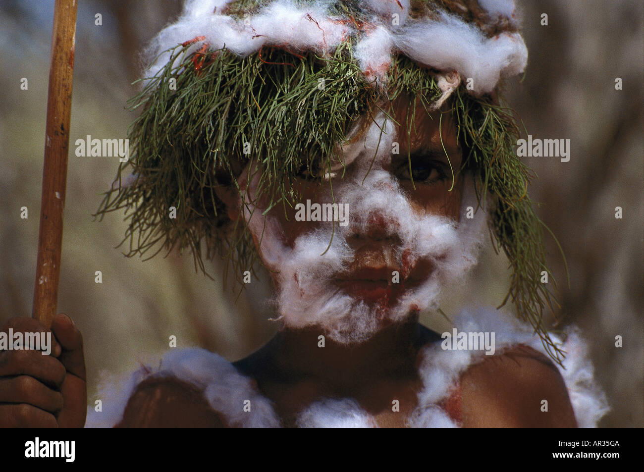 Bambini aborigeni, decorato per un Korroborree Nord. Terr., Australia Foto Stock