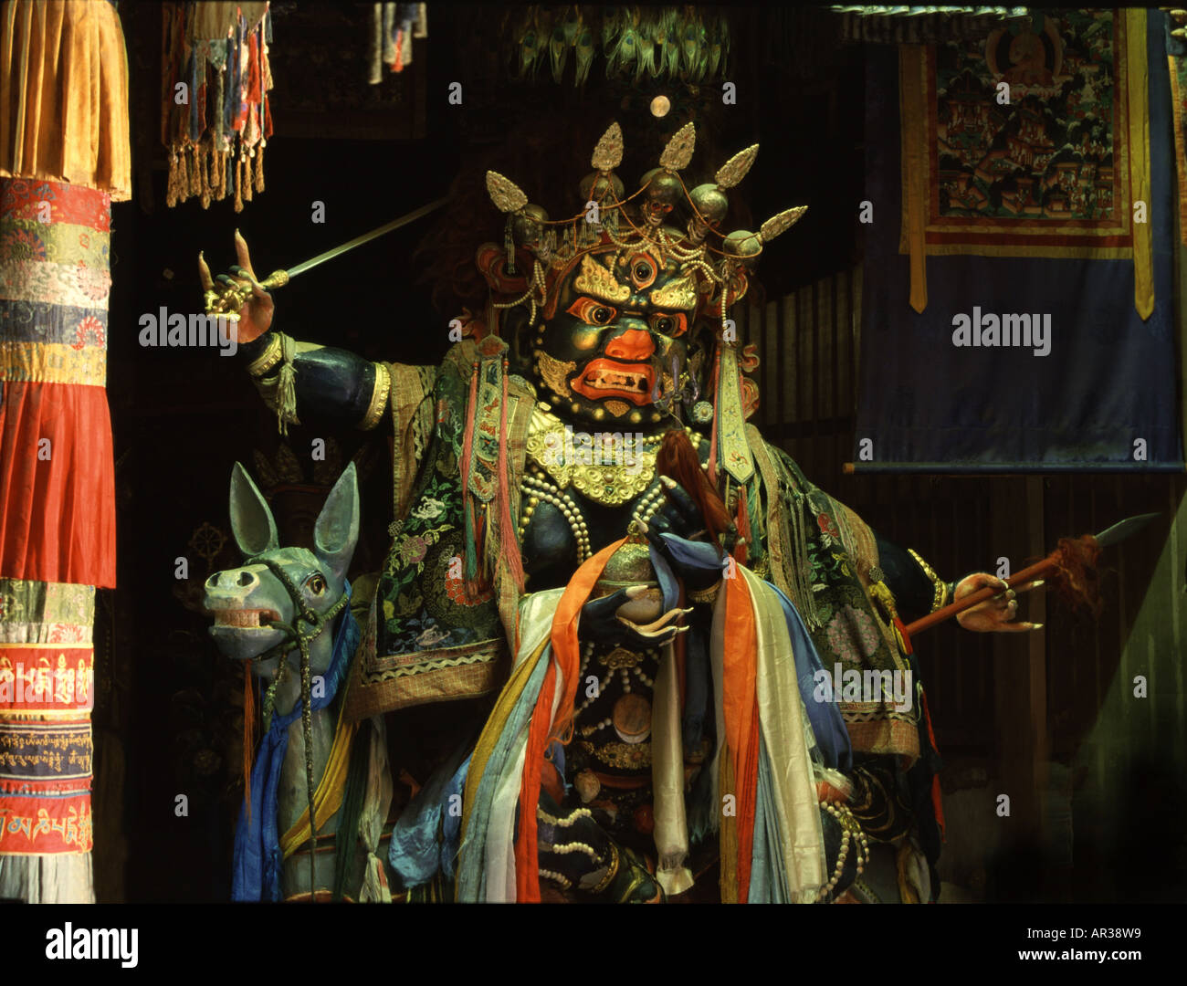 Demone, Statua Karakorum, antica capitale dell'Impero Mongolo fondata da Gengis Khan Karakorum, Mongolia, Asia Foto Stock