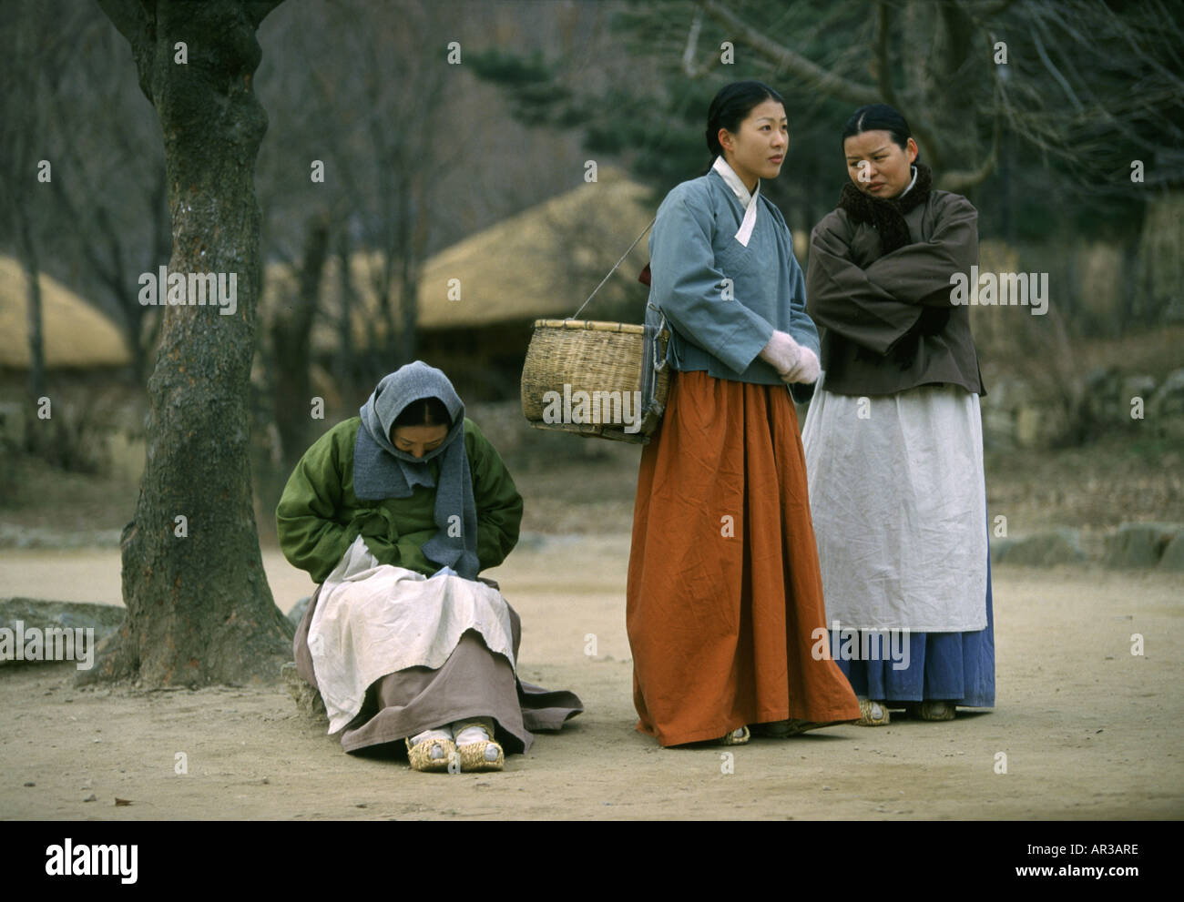 Donne tradizionali in Suwon folkvillage, Suwon, Corea del Sud Asia Foto Stock