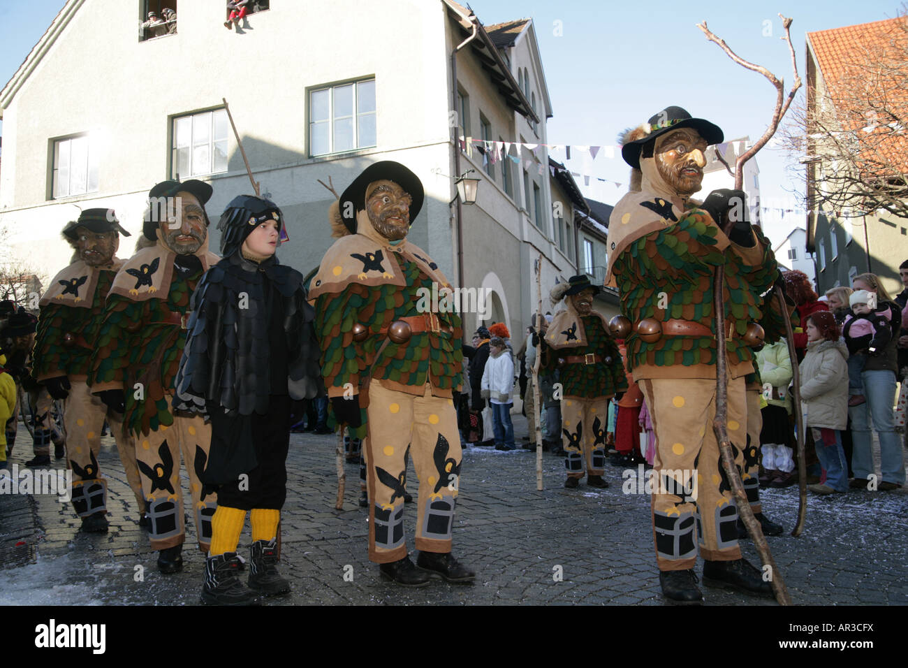 Alemannic sveva di carnevale in Leutkirch Sud Germania Schwäbisch Alemannische Fastnacht in Leutkirch im Allgäu Fasching Fastnach Foto Stock