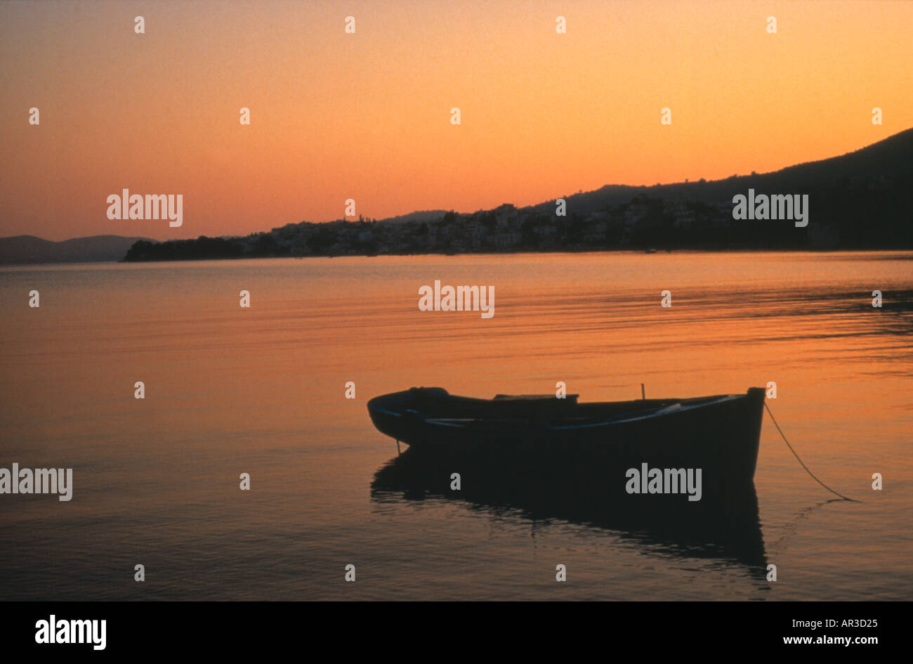 Tramonto in grecia isola di Skiathos Foto Stock