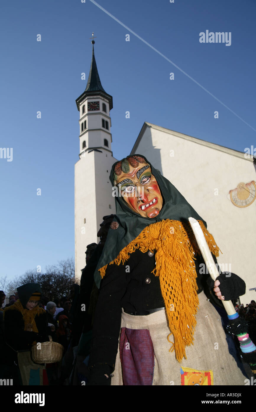 Alemannic sveva di carnevale in Leutkirch Sud Germania Schwäbisch Alemannische Fastnacht in Leutkirch im Allgäu Fasching Fastnach Foto Stock