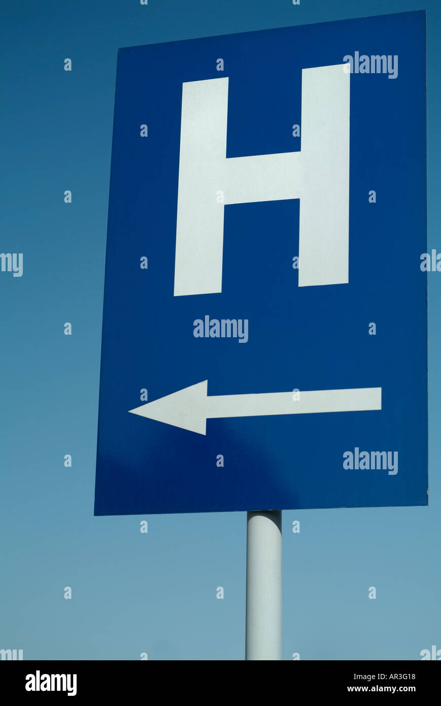 Ospedale segno, vicino. Foto Stock