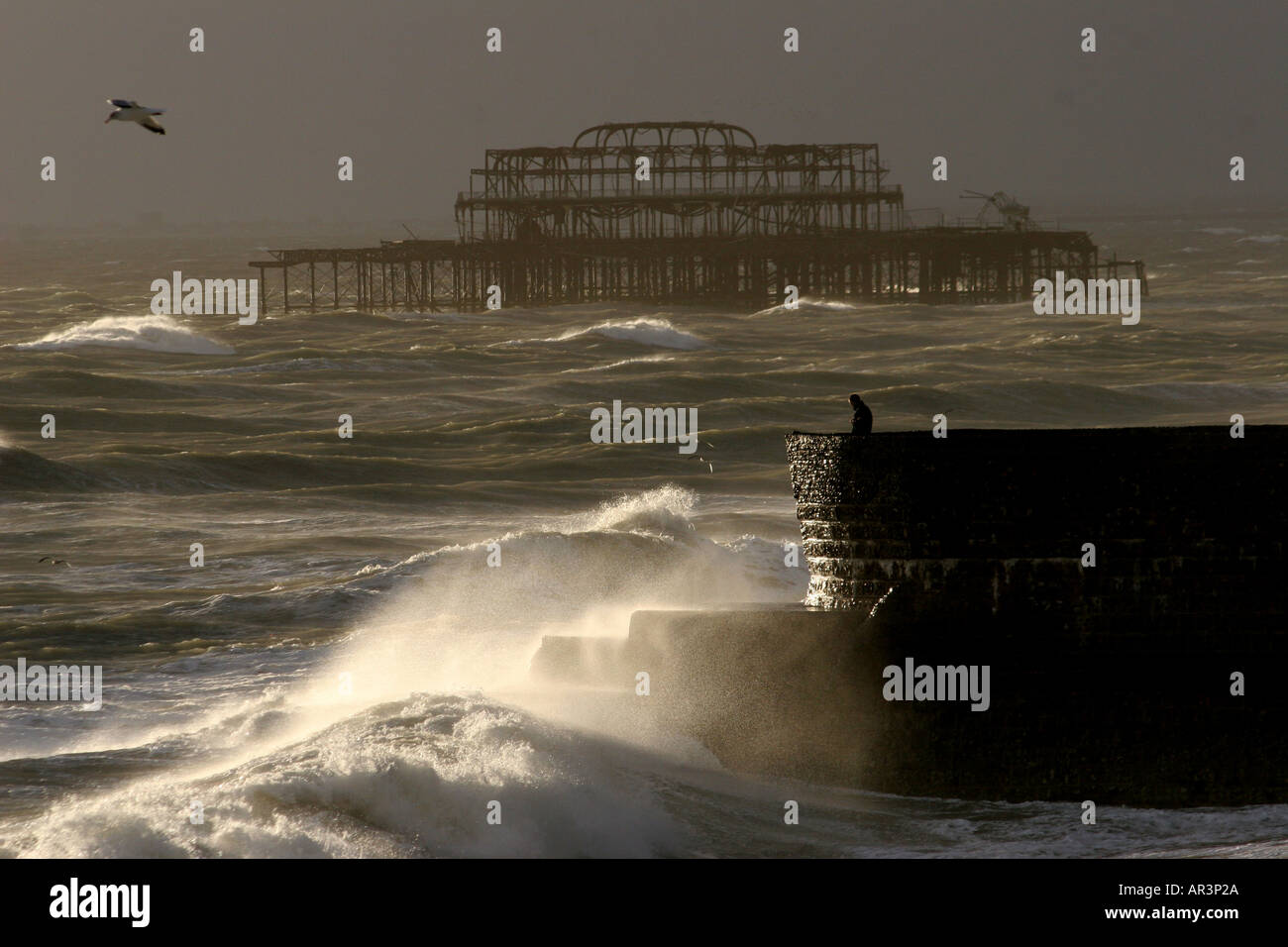 Brighton durante una tempesta di neve Foto Stock