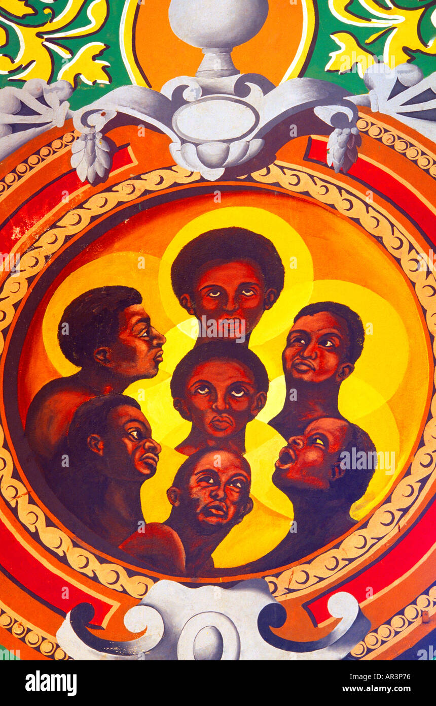 Castries St Lucia Cattedrale Immacolata Concezione Martiri dell Uganda da Dunstan St Omer Santi nero Foto Stock
