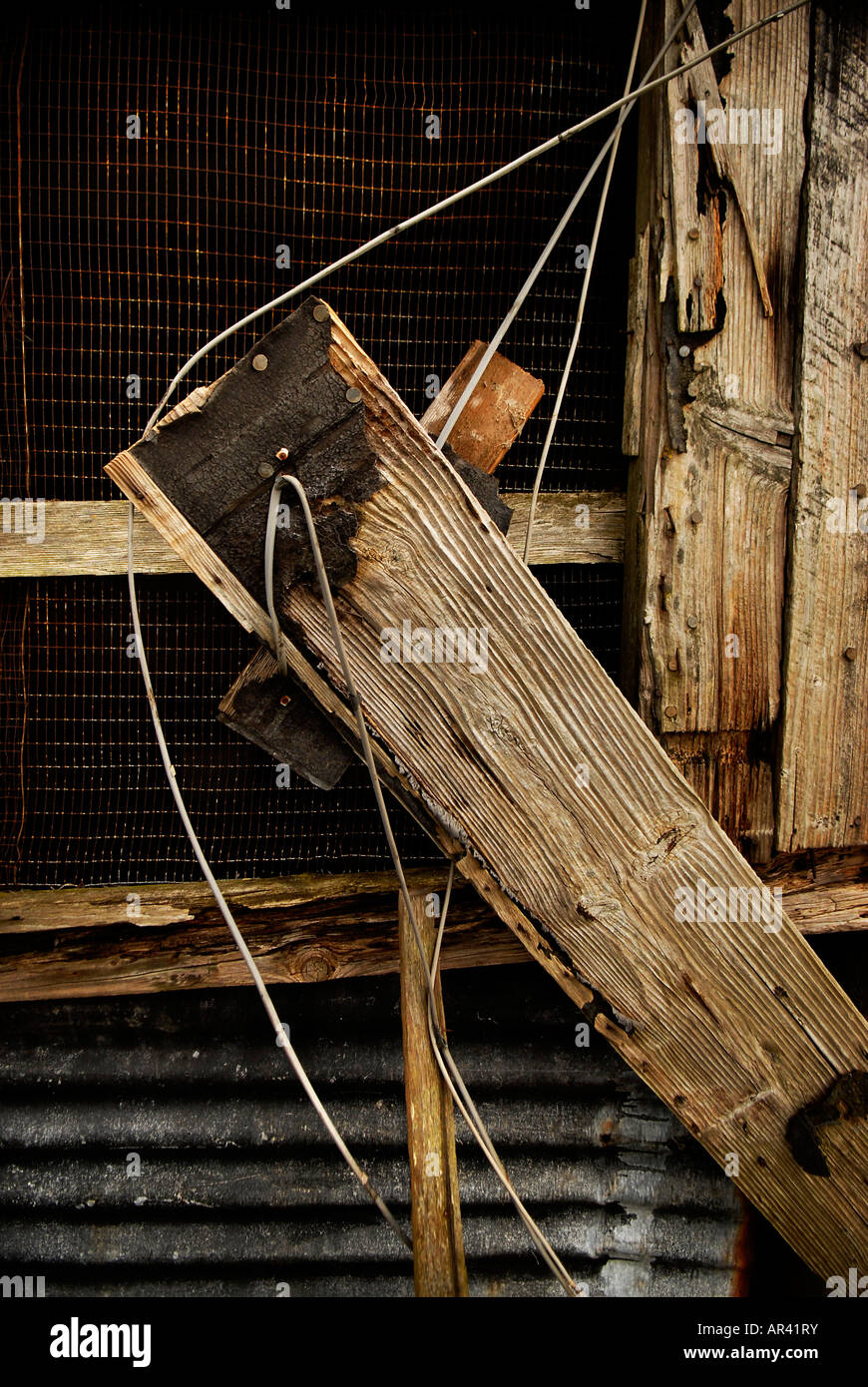 Tumbledown shed, dettaglio Foto Stock