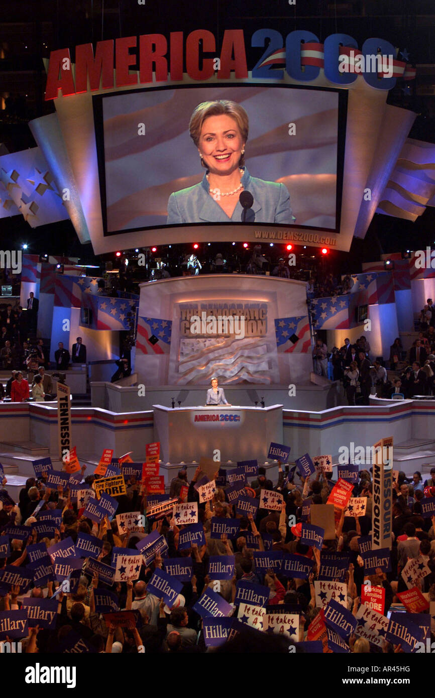 Hillary Clinton alla convention democratica, Agosto 14, 2000 Foto Stock