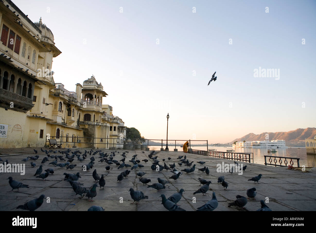 Gangaur Ghat in Udaipur all'alba Foto Stock