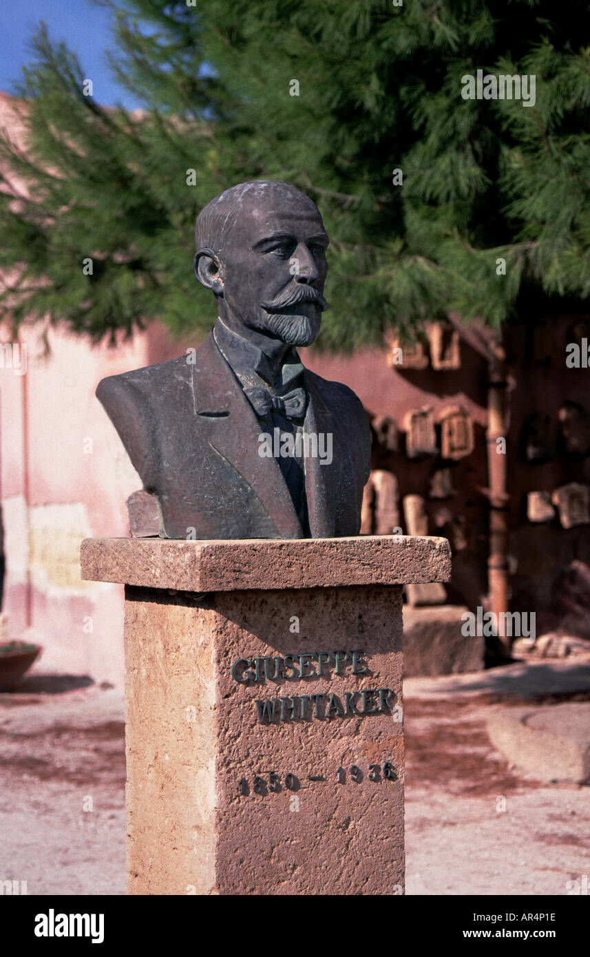 Sicilia busto di Guiseppe (Joseph Whitaker), 1850 - 1936, su l'isola di Mozia Foto Stock