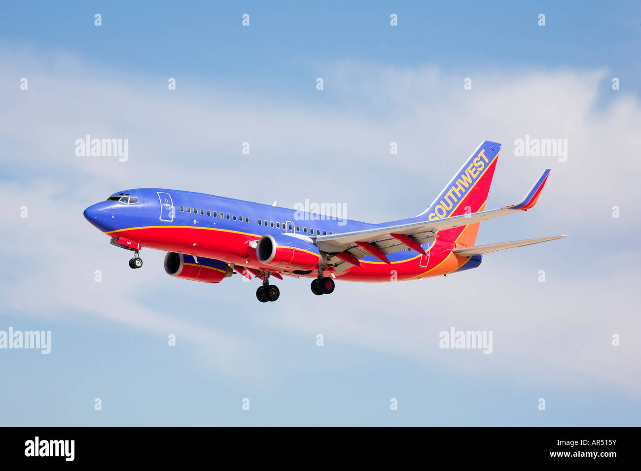 Un Boeing B737 di Southwest Airlines sull approccio finale Foto Stock