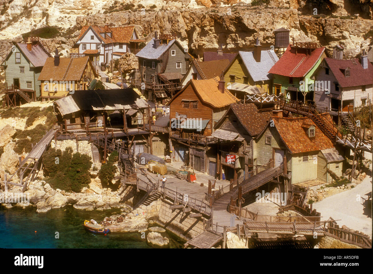 Il Sweethaven Village set cinematografico per Popeye Mellieha Malta Foto Stock