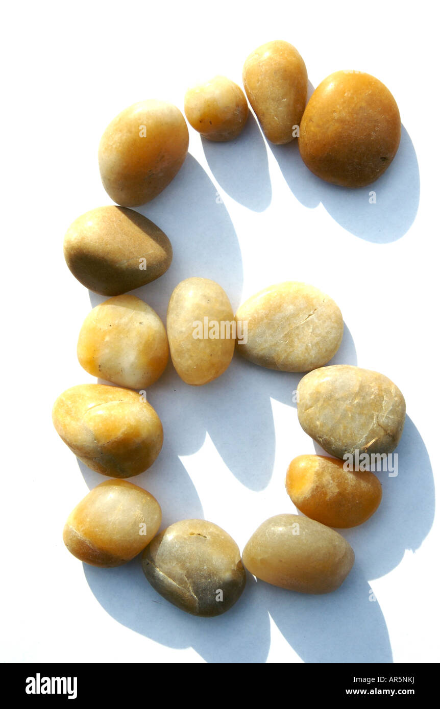 Alfabeto di pietra lettera Numero 6 Foto Stock