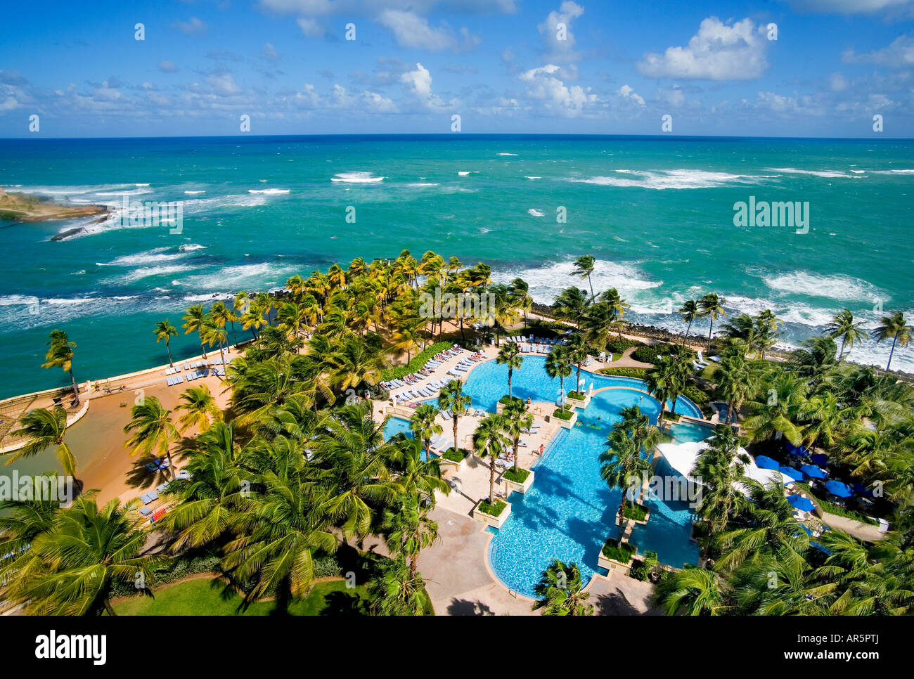 Caraibi visto da Hilton Hotel di San Juan, Puerto Rico Foto Stock