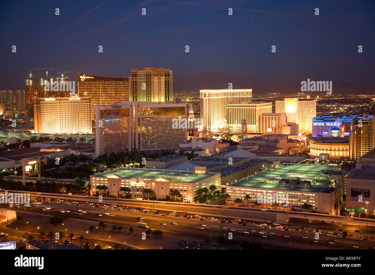 Las Vegas Strip di notte Las Vegas Nevada Foto Stock