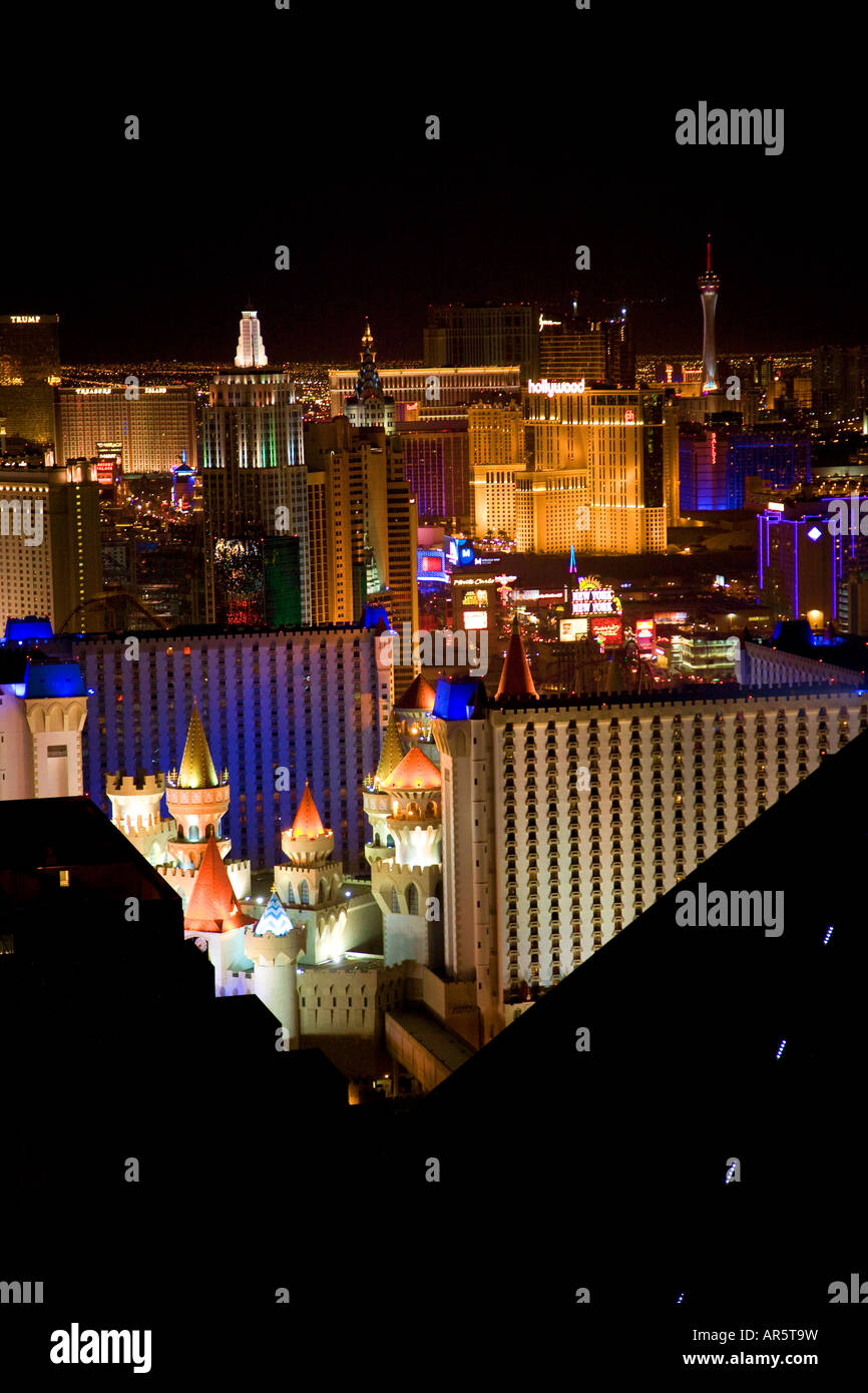 Las Vegas Strip di notte Las Vegas Nevada Foto Stock