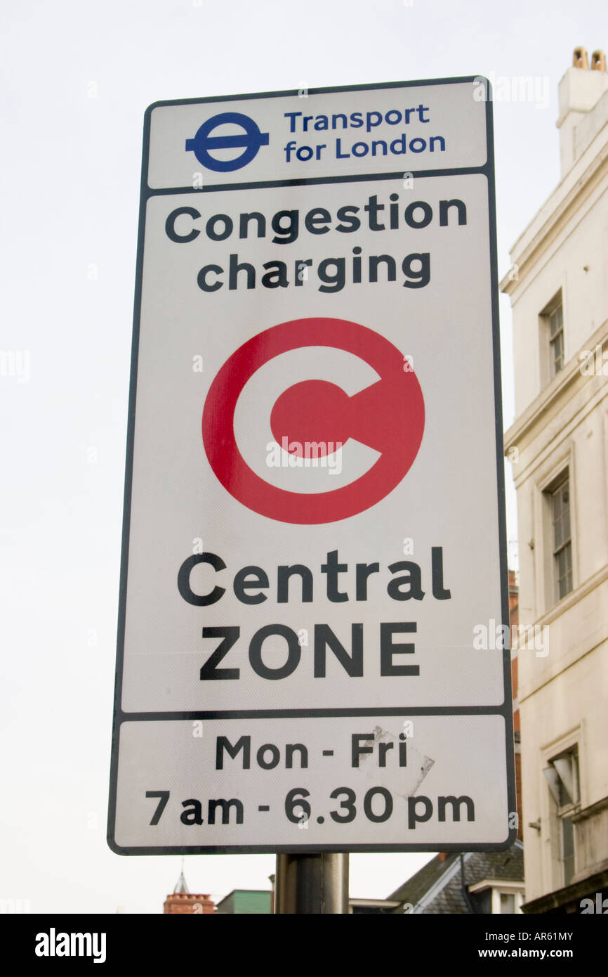Congestion Charging Zone di cartello stradale Londra centrale Foto Stock