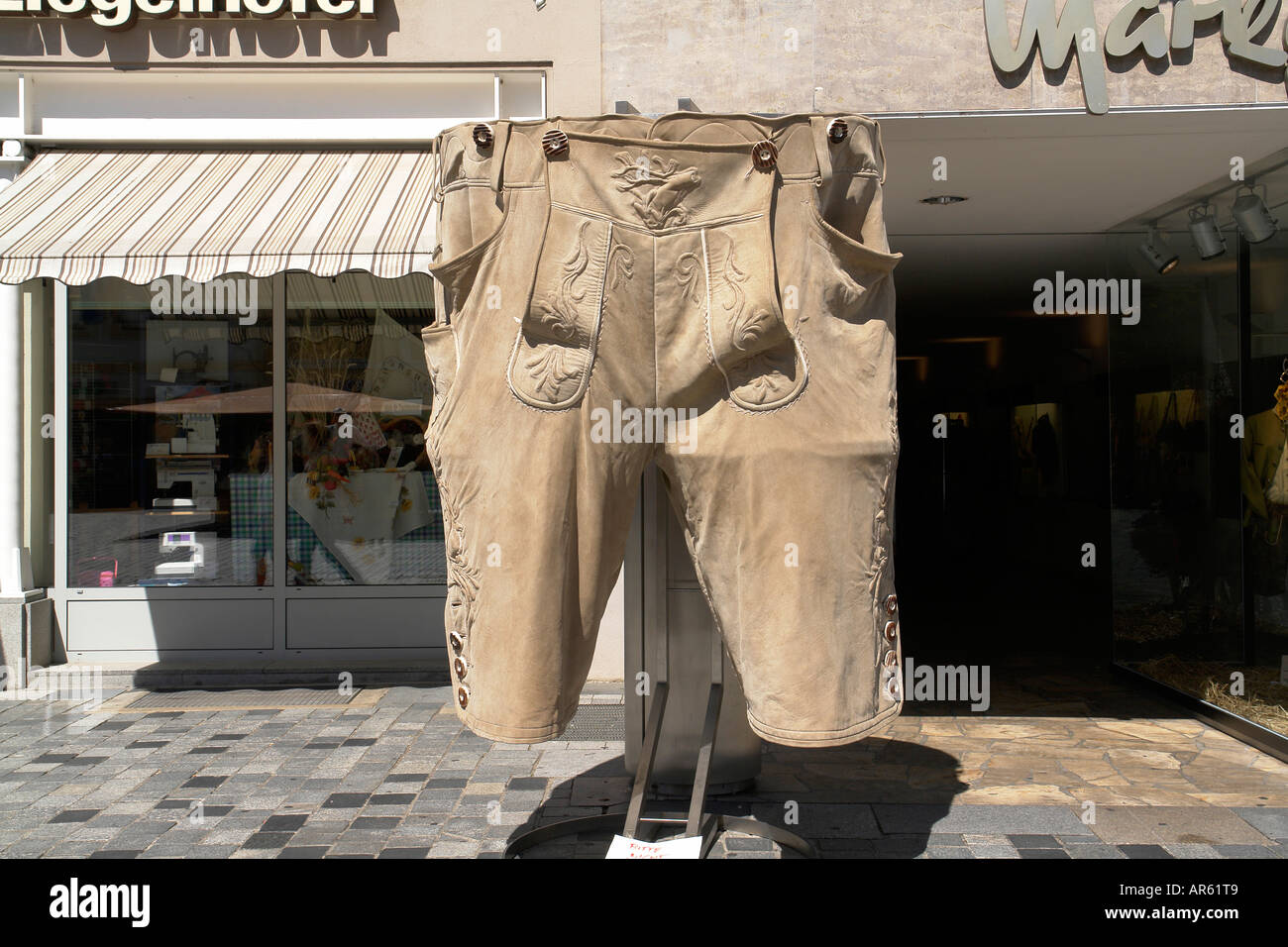 Hugh lederhosen bavarese pantaloni di pelle Baviera Germania Foto Stock