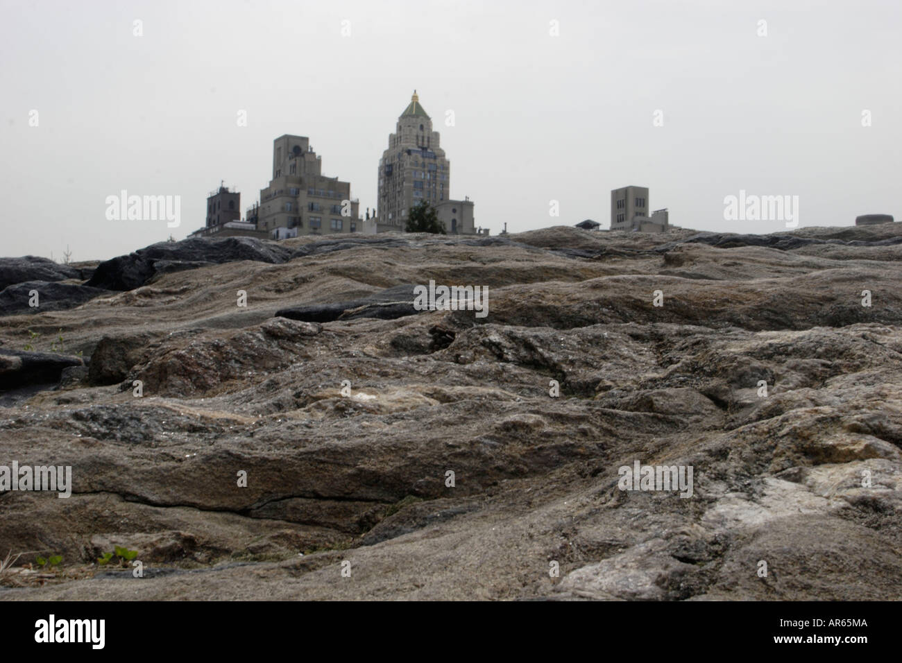Manhattan è costruito sulle rocce, al Central Park di New York City, New York, Stati Uniti d'America, U.S.A. Foto Stock