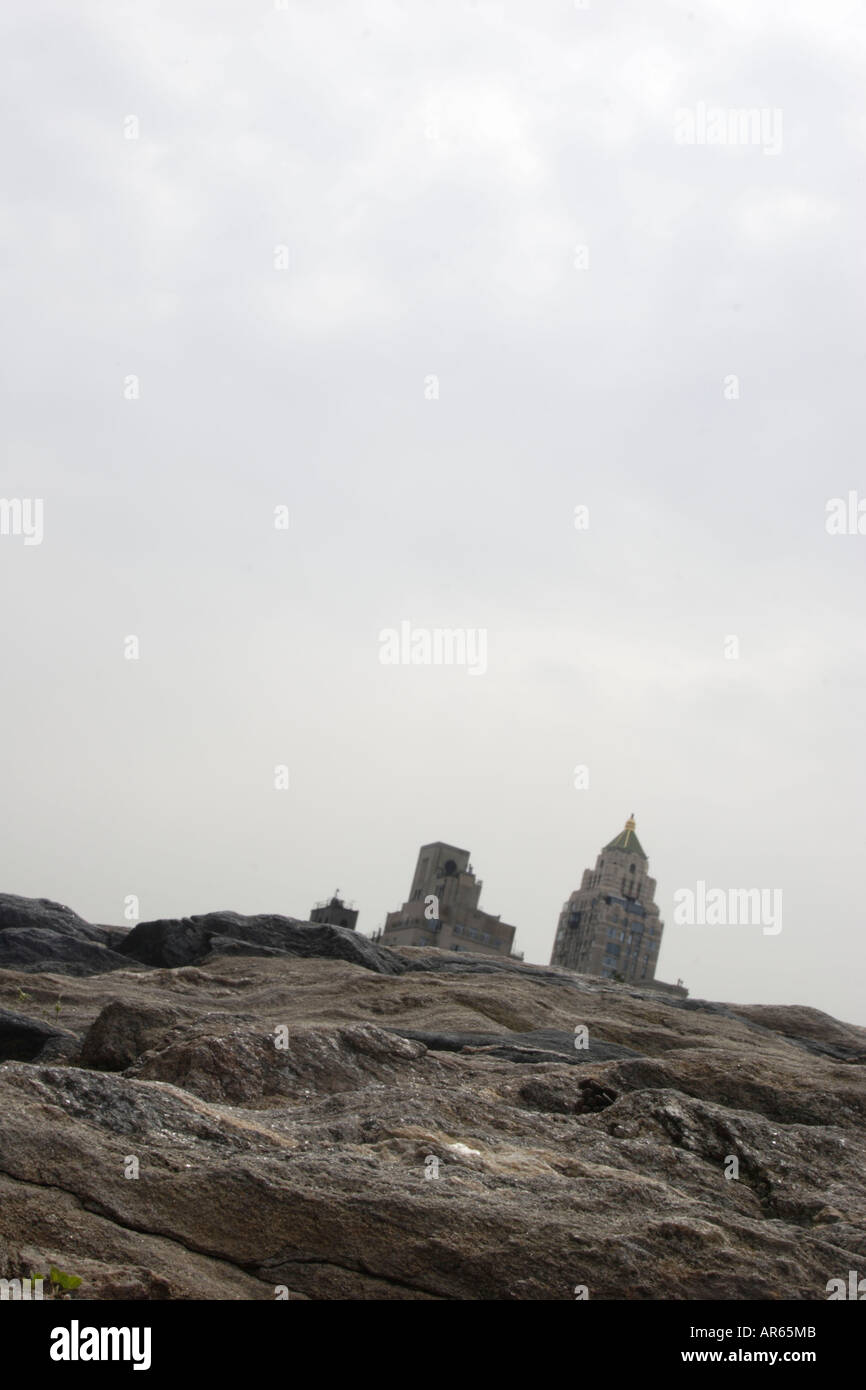 Manhattan è costruito sulle rocce, al Central Park di New York City, New York, Stati Uniti d'America, U.S.A. Foto Stock