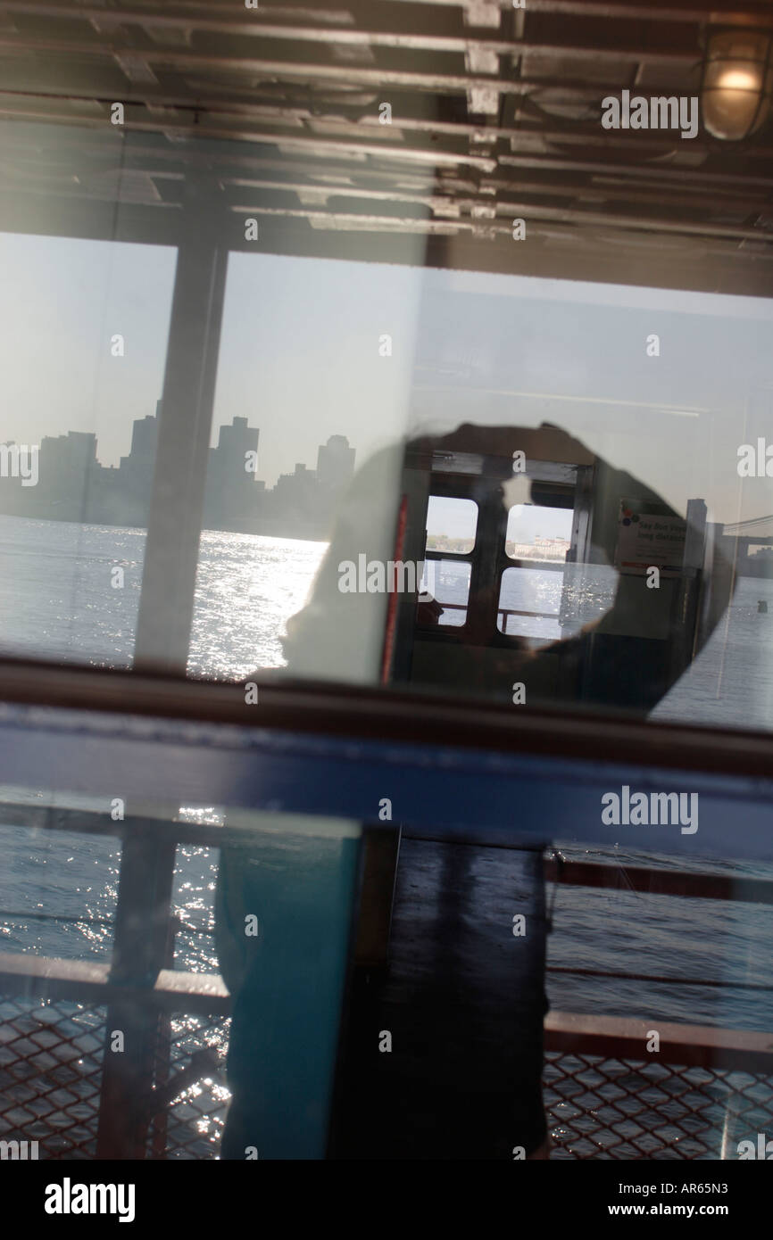 Manhattan traghetto Staten Island Staten Island Ferry, skyline, Manhattan, New York, New York, Stati Uniti d'America, U.S.A. Foto Stock