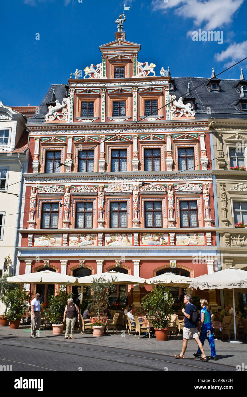 Restaurato edificio del XVI secolo il centro di Erfurt Foto Stock