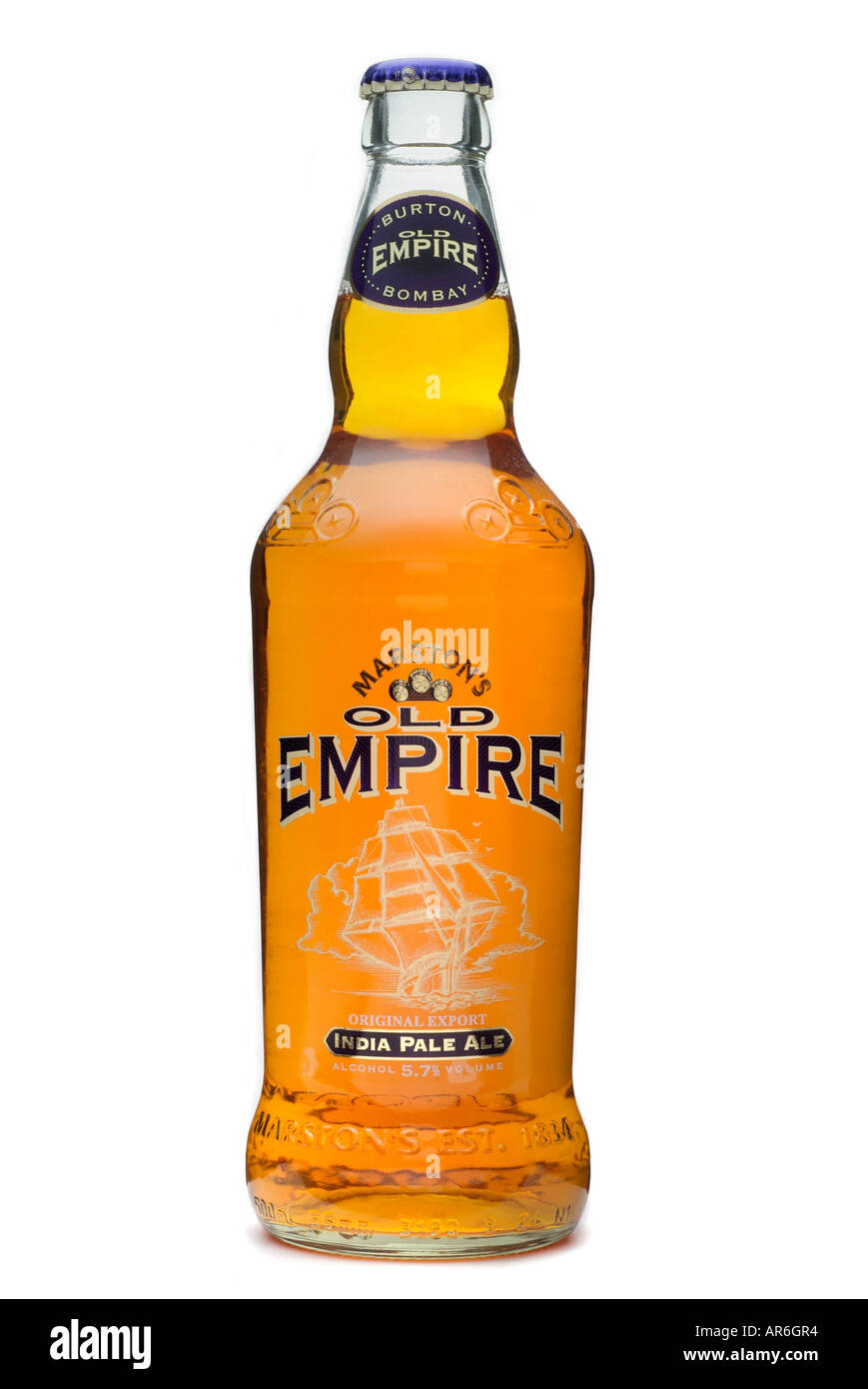 Marston vecchio impero Indian pale ale rifermentata in bottiglia micro birreria marrone vetro riciclare alcool bere birra ale malto d'orzo hop Foto Stock