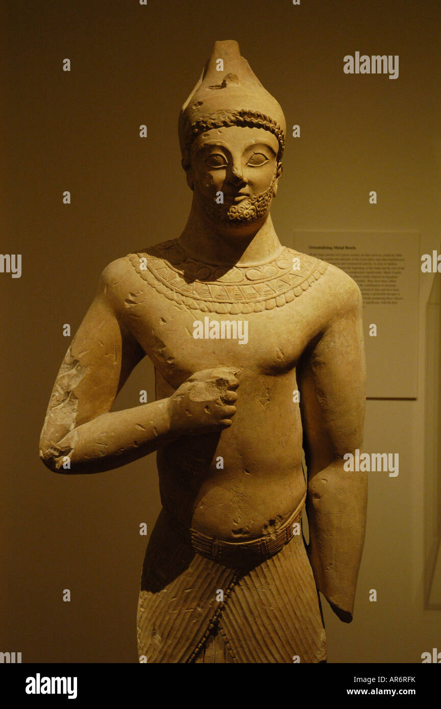 Figura maschile in abito Egupitian arcaica arte cipriota Metropolitan Museum di New York STATI UNITI D'AMERICA Foto Stock