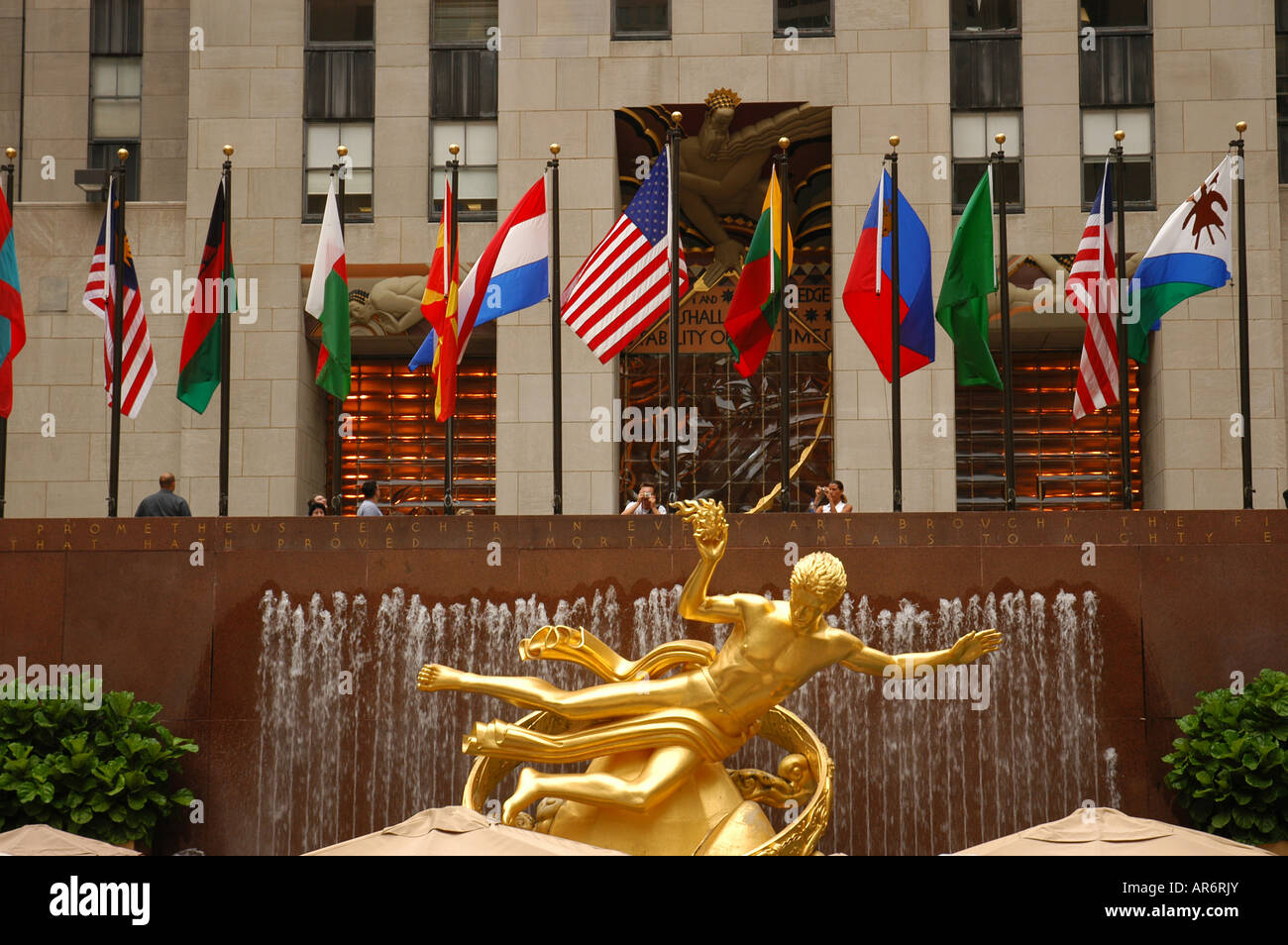 Prometeo statua Rockefeller Center di New York STATI UNITI D'AMERICA Foto Stock
