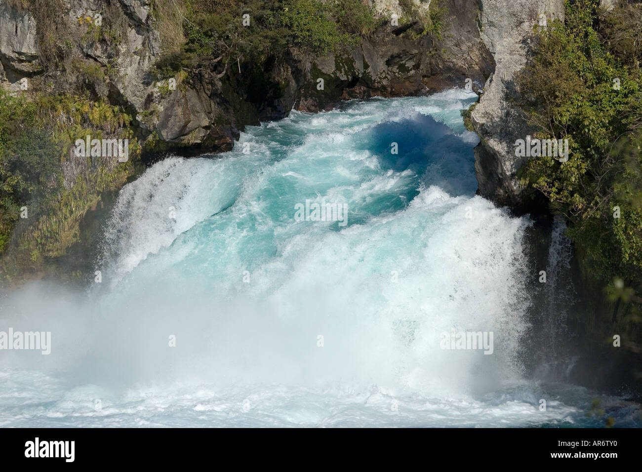 Cascate Huka e Fiume Waikato vicino a Taupo Isola del nord della Nuova Zelanda Foto Stock