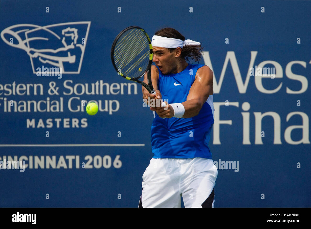 Rafael Nadal uno di ATP top i giocatori di tennis in azione a Cincinnati ATP in preparazione per gli US Open. Foto Stock