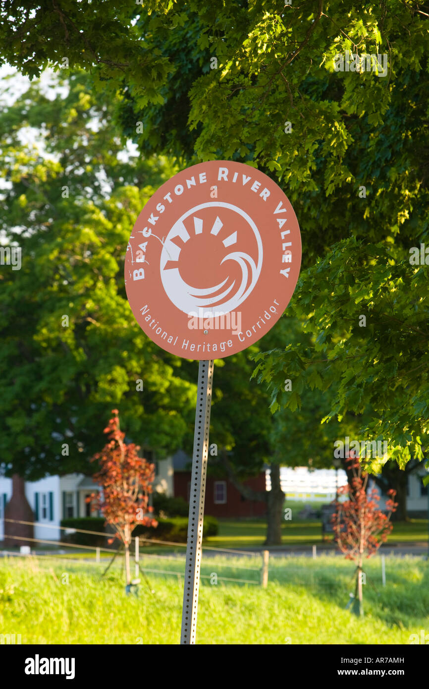 Blackstone River Valley sign in Grafton, Massachusetts. Foto Stock
