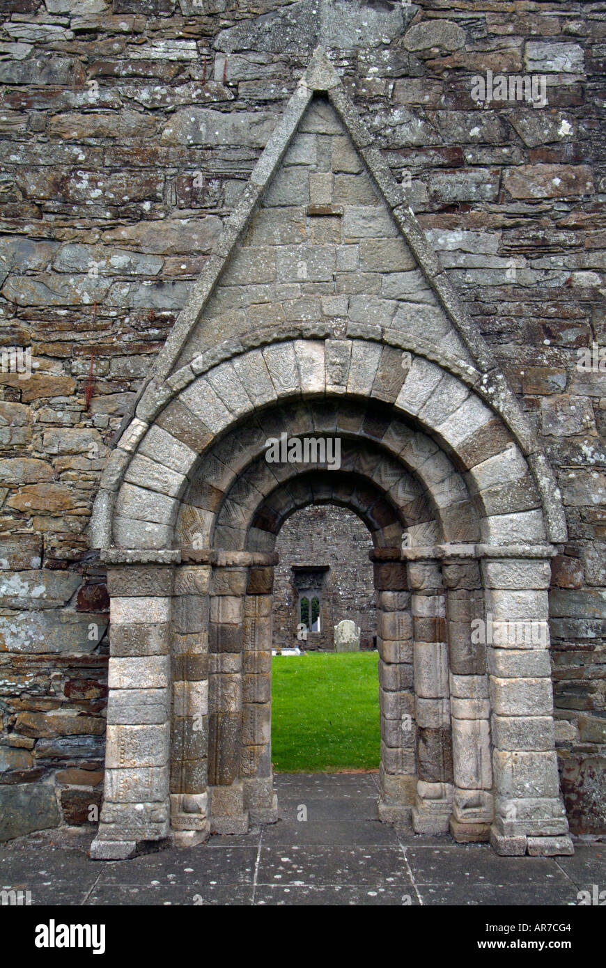 Portale romanico a Killeshin chiesa, Co Laois, Irlanda Foto Stock