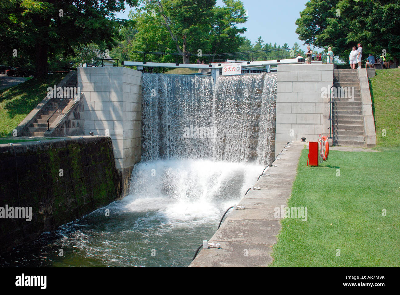 Jones Falls serratura con acqua corrente. Foto Stock