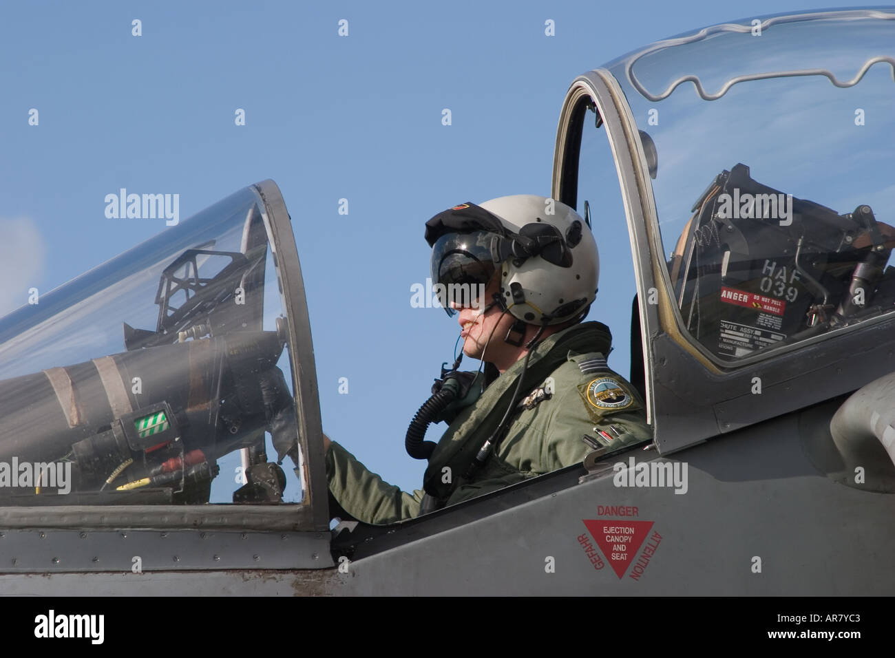 BAe Harrier GR9 arriva per un photocall a Coltishall RAF in Norfolk, Inghilterra. Tettoia aperta Foto Stock