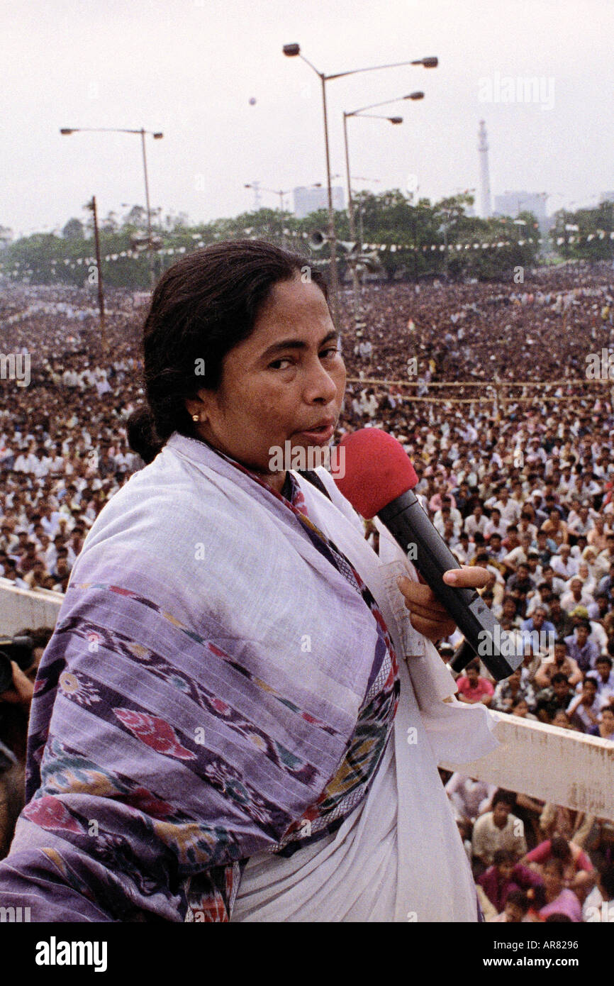 Mamta Banerjee Affrontare un rally a Calcutta ora Kolkata West Bengal India Foto Stock