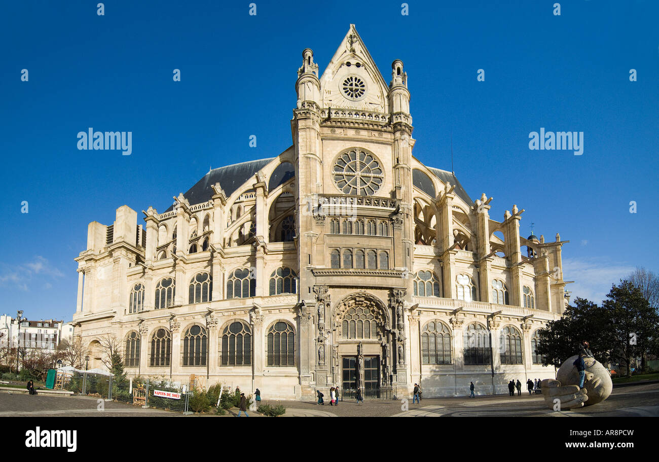 Eglise Saint Eustache in Parigi Francia situato all'entrata di Parigi antica mercati Les Halles Foto Stock