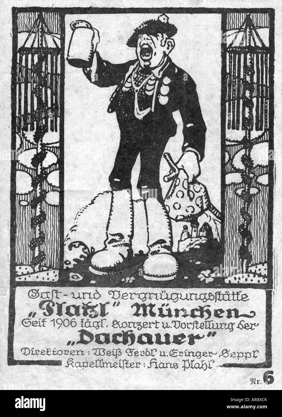 Geografia/viaggio, Germania, Monaco di Baviera, gastronomia, 'Platzl', pubblicità, circa 1913, , Foto Stock