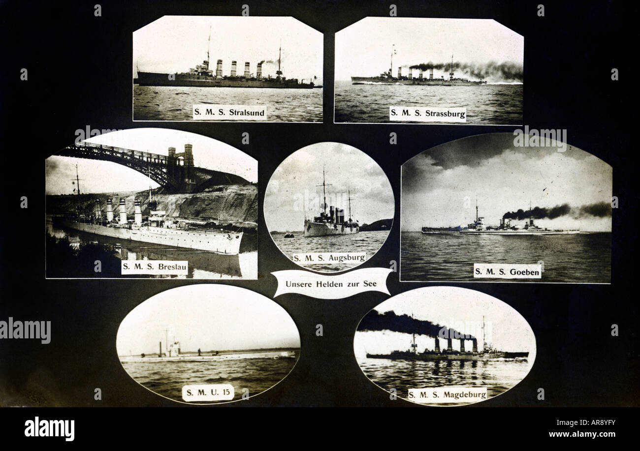 Eventi, Prima guerra mondiale / prima guerra mondiale, guerra navale, propaganda, cartolina 'Unsere Helden zur See' (I Nostri eroi in mare), Germania, ottobre 1914, , Foto Stock