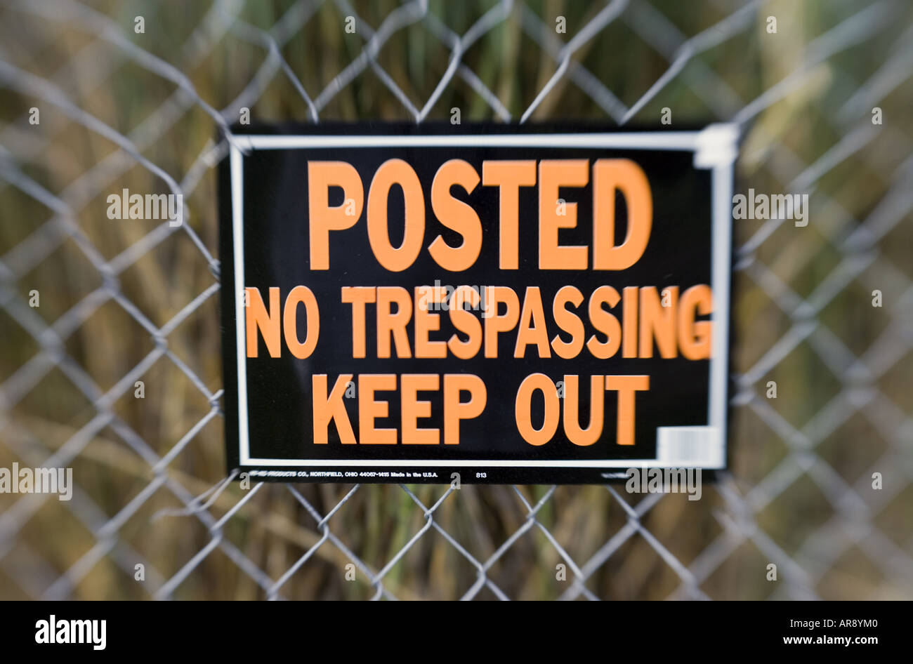 La proprietà privata segno su una recinzione in West Texas Foto Stock