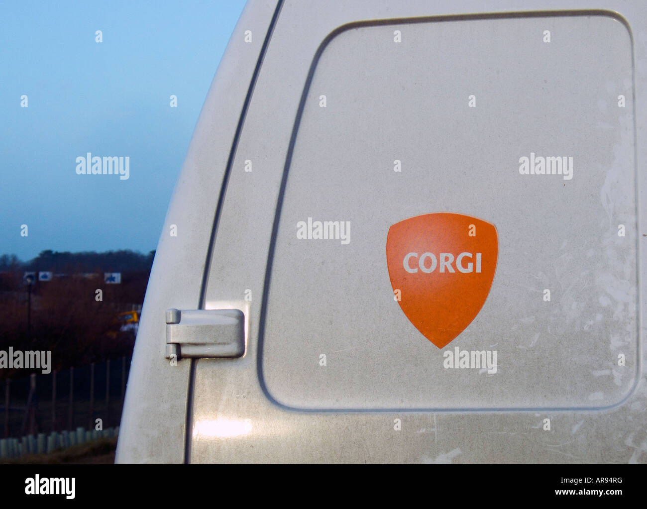 Un Corgi gas Registrati installatori van Foto Stock