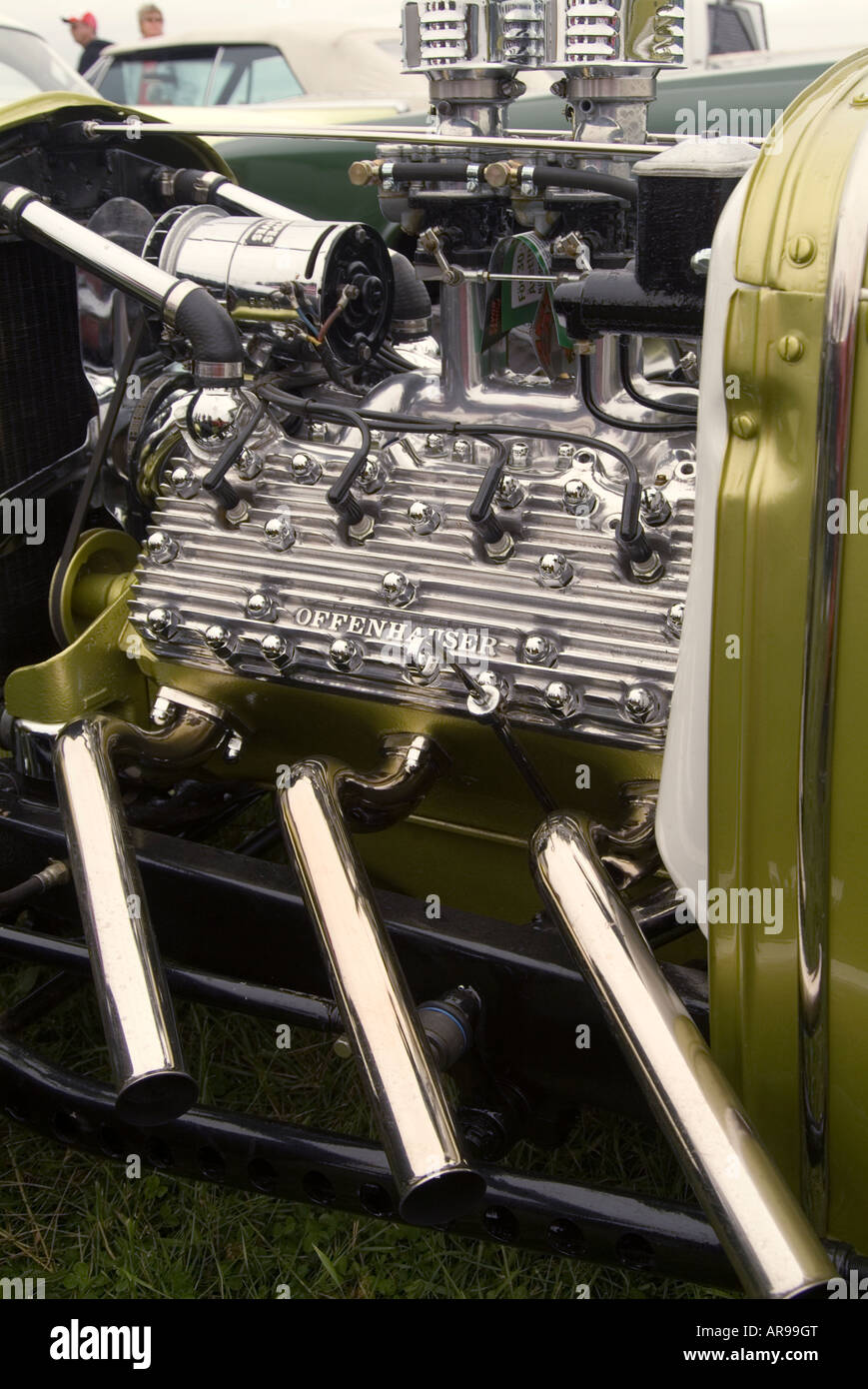 Ford flathead motore V8 hot rod sidevalve motore auto auto personalizzata esposta in metallo cromato tradizionale vecchio stile classico modello Ford Foto Stock